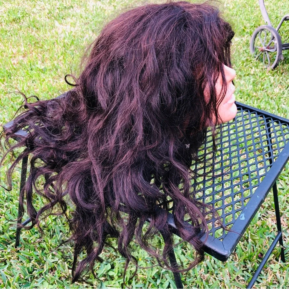 Elegante Brazilian Remy human hair Full wig long 20 inch hair Dark Brown - Picture 5 of 11